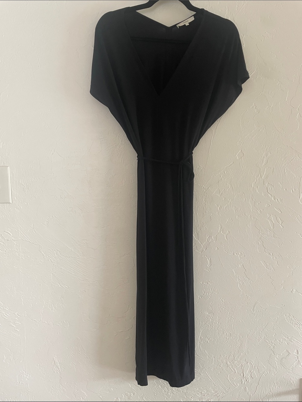 Vince Ultra Soft Black Dress with Waist Tie and Double side slits